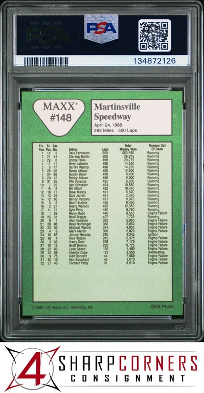 1989 MAXX RACING #148 DALE & TERESA EARNHARDT VICTORY LANE PSA 10 view 2
