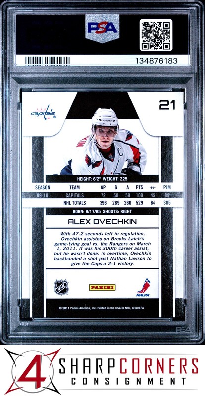 2010 PANINI ZENITH #21 ALEX OVECHKIN CAPITALS PSA 10 view 2