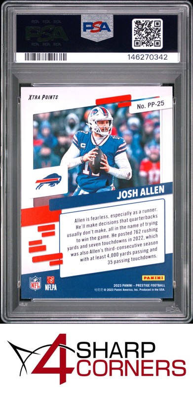 2023 PANINI PRESTIGE PRESTIGIOUS PROS #PP25 JOSH ALLEN POP 1 PSA 10 view 2