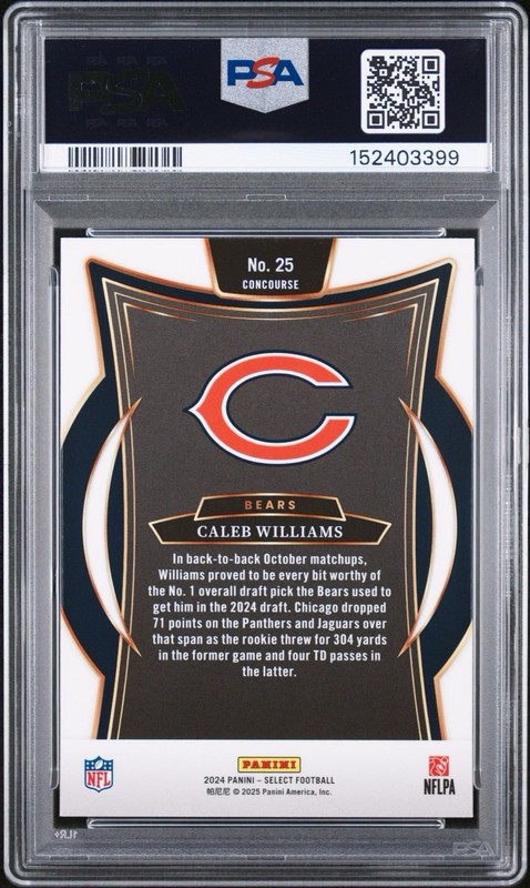 2024 Panini Select - Concourse Caleb Williams #25 (RC) PSA 10 view 2