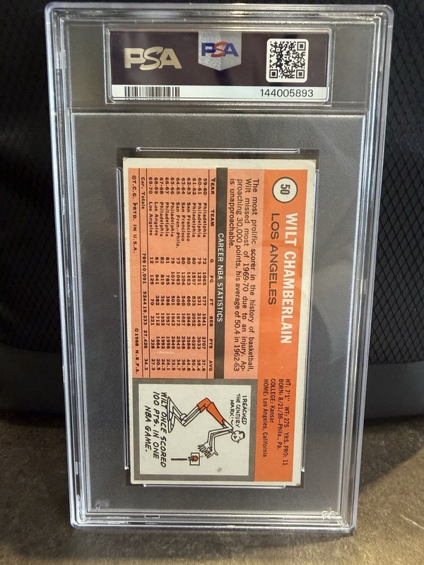 Topps 1970-71 Wilt Chamberlain #50 PSA Graded Los Angeles Lakers Card view 2