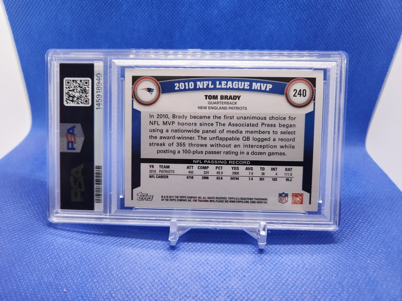 2011 TOM BRADY Topps  #240 PSA 6 (2025 grade-UNDER GRADED) view 2