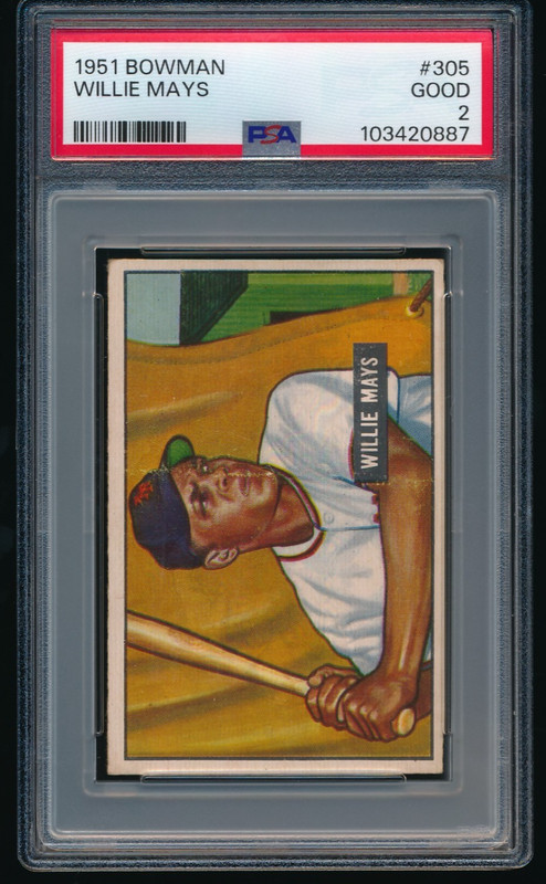 1951 Bowman #305 Willie Mays Rookie Card New York Giants PSA 2 GOOD LOOKS BETTER