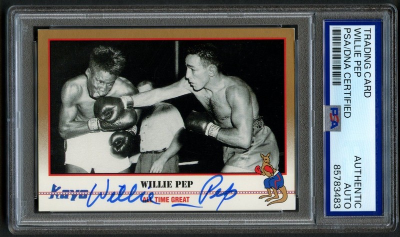 Willie Pep #35 signed autograph auto Kayo Boxing Trading Card PSA Slabbed
