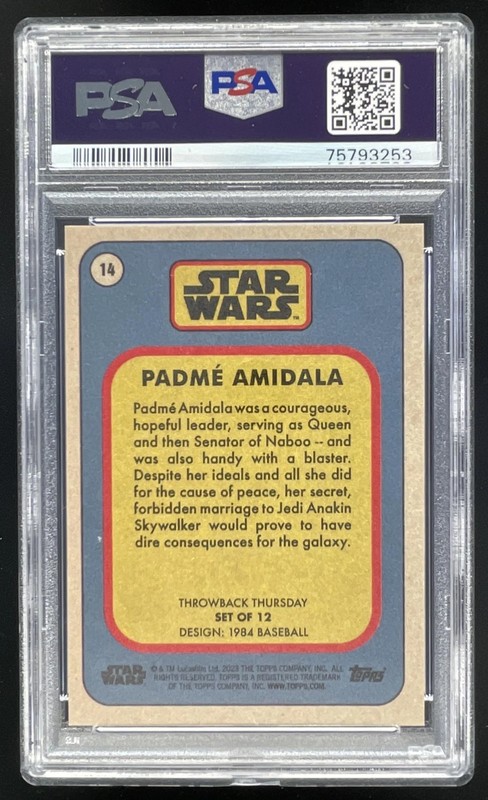 2023 Topps Star Wars Throwback Thursday #14 Padme Amidala PSA 10 view 2