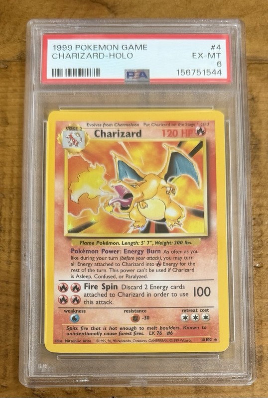 Charizard Holo 1999 Pokemon TCG PSA 6 #4 EX-MT Base Set 1 #4/102