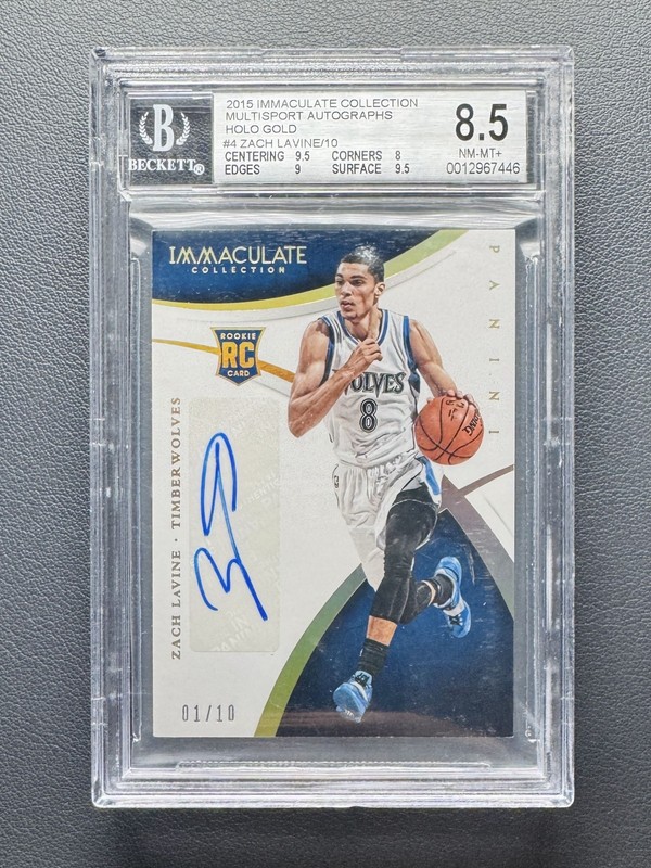 2014-15 Panini Immaculate Zach Lavine RC Rookie Holo GOLD Auto 01/10=1/1 BGS 8.5