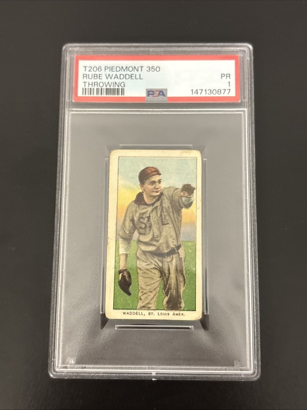 PSA POP-11, T206 Piedmont 350 RUBE WADDELL THROWING-PSA 1