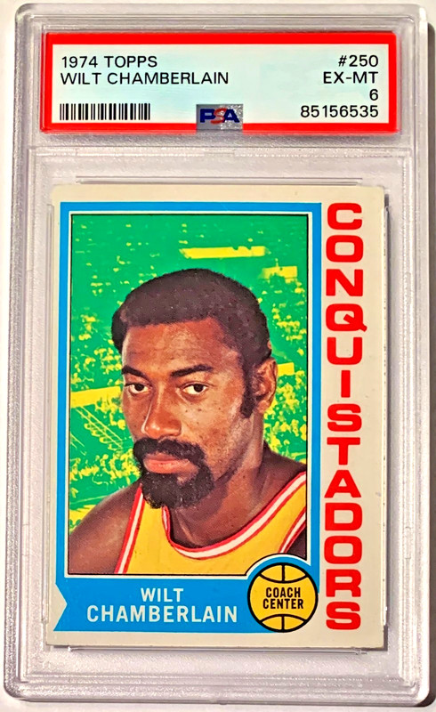 1974 Topps Basketball #250 Wilt Chamberlain HOF PSA 6 EX-MT Conquistadors Lakers