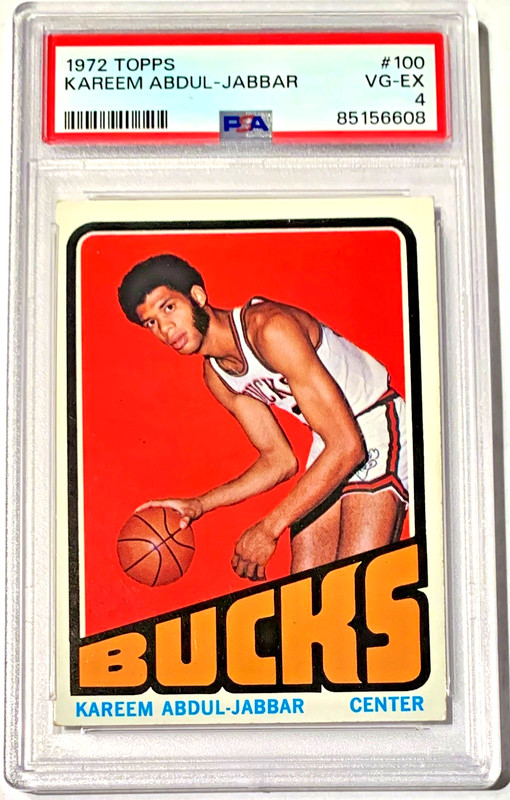 1972 Topps Kareem Abdul-Jabbar #100 Lakers HOF PSA 4, Sharp Color!