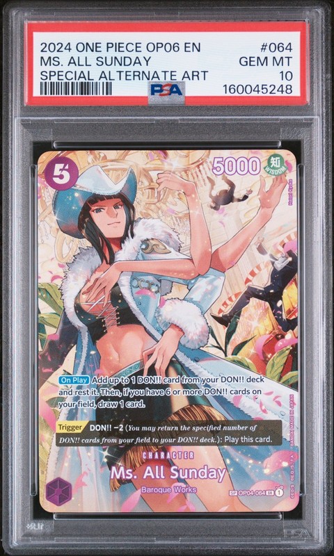 2024 One Piece EN OP06 Ms. All Sunday 064 Special Alt Art SP PSA 10 Gem