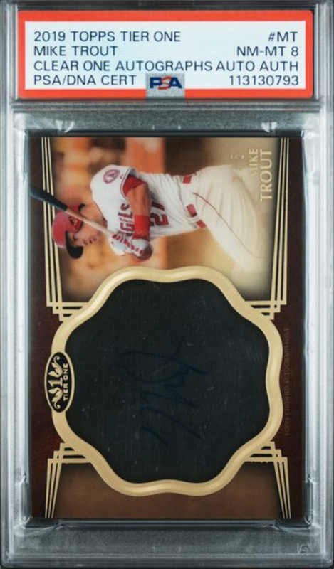 2019 TOPPS TIER ONE #MT MIKE TROUT CLEAR ONE AUTOGRAPHS PSA NM-MT 8 AUTO AUTH view 1