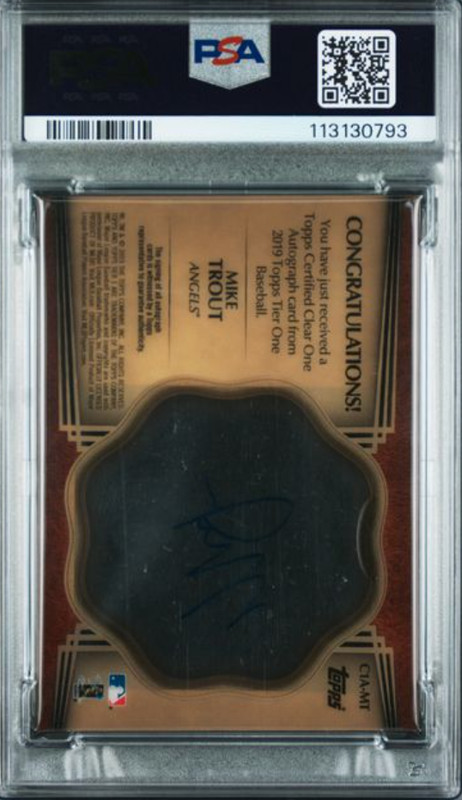 2019 TOPPS TIER ONE #MT MIKE TROUT CLEAR ONE AUTOGRAPHS PSA NM-MT 8 AUTO AUTH view 2