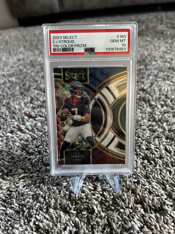 Panini 2023 Select Premier C.J. Stroud Texans #183 Tri-Color /225 RC PSA 10