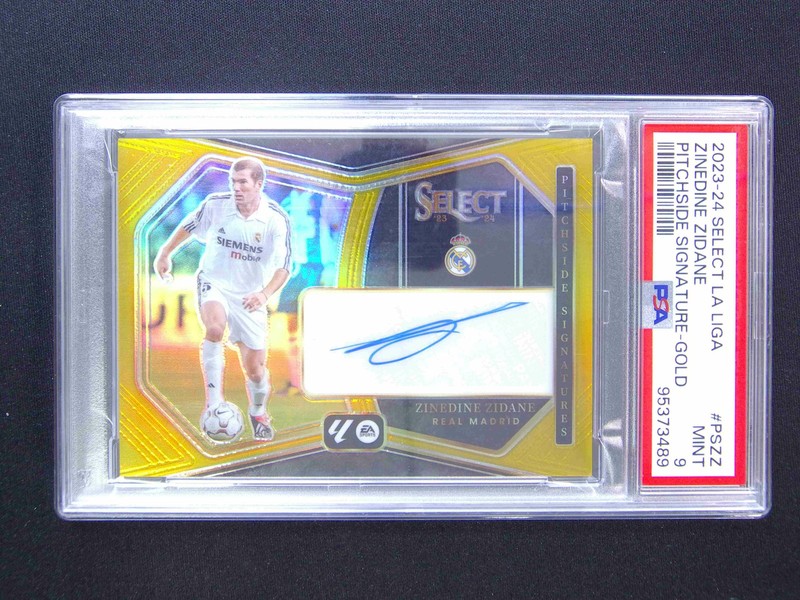 5/10 JSY# 1/1 2023-24 Select La Liga Zinedine Zidane Pitchside Auto Gold PSA 9