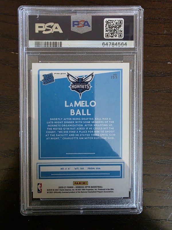 2020 Panini Donruss Optic Rated Rookie LaMelo Ball #153 Choice Prizm (RC) PSA 10 view 2