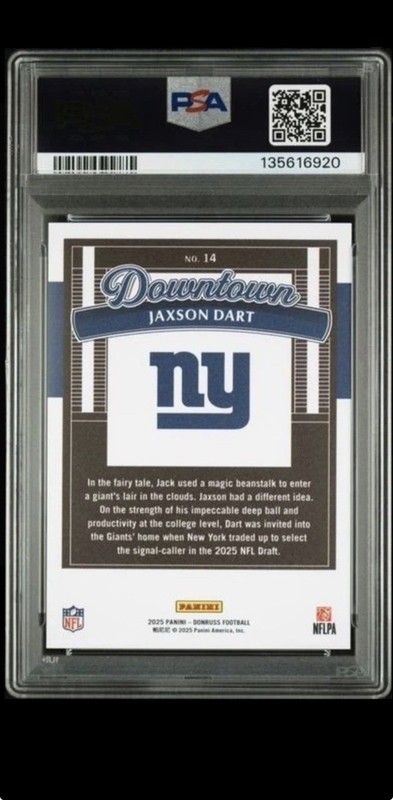 Panini Donruss 2025 Jaxson Dart Downtown! RC #14 Psa 10 Giants Chaser Pack DES!! view 2
