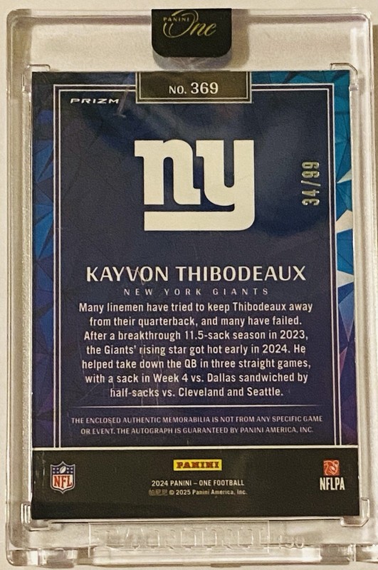2024 Panini One - Keyvon Thibodeaux Wonderful Ones On Card Auto 2 Color Patch/99 view 2