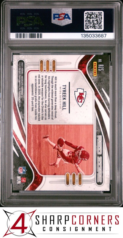 2021 PANINI ABSOLUTE RED ZONE #RZ5 TYREEK HILL POP 1 PSA 10 view 2