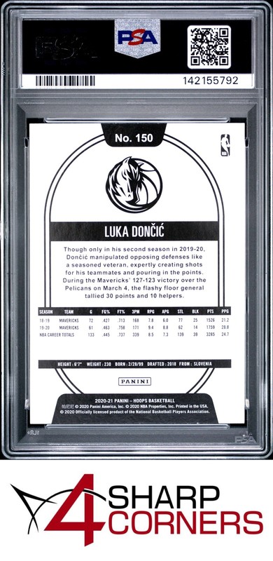 2020 PANINI HOOPS #150 LUKA DONCIC MAVERICKS PSA 9 view 2
