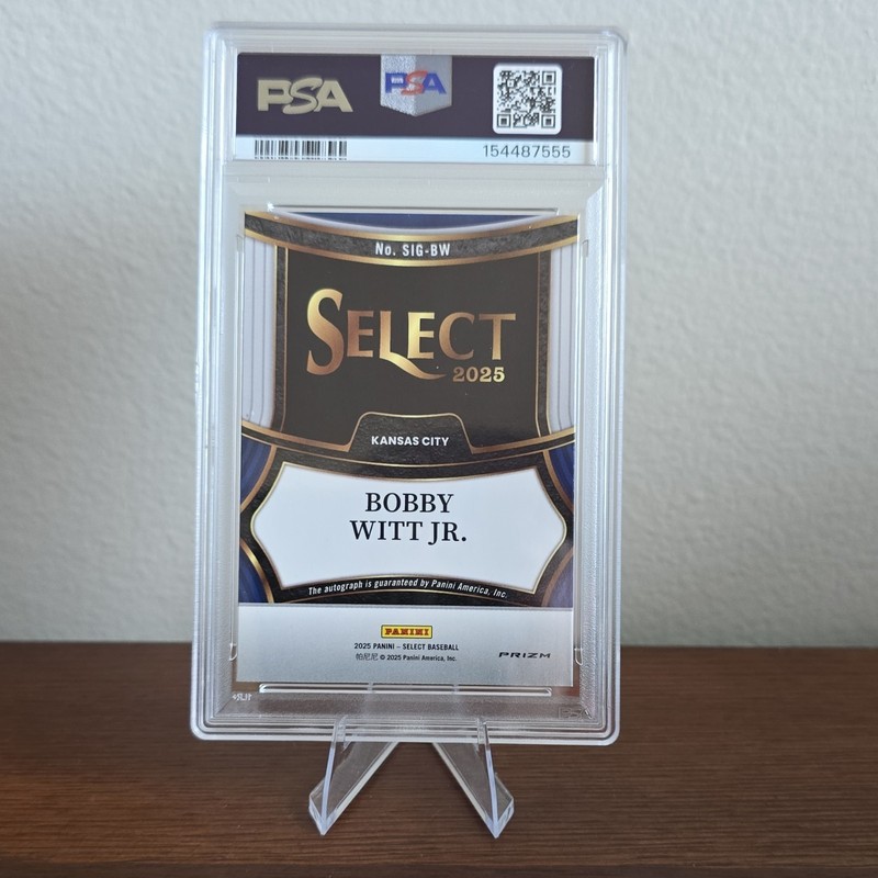 Panini 2025 Select Signatures Bobby Witt Jr. SIG-BW PSA 9 Auto Prizm view 2