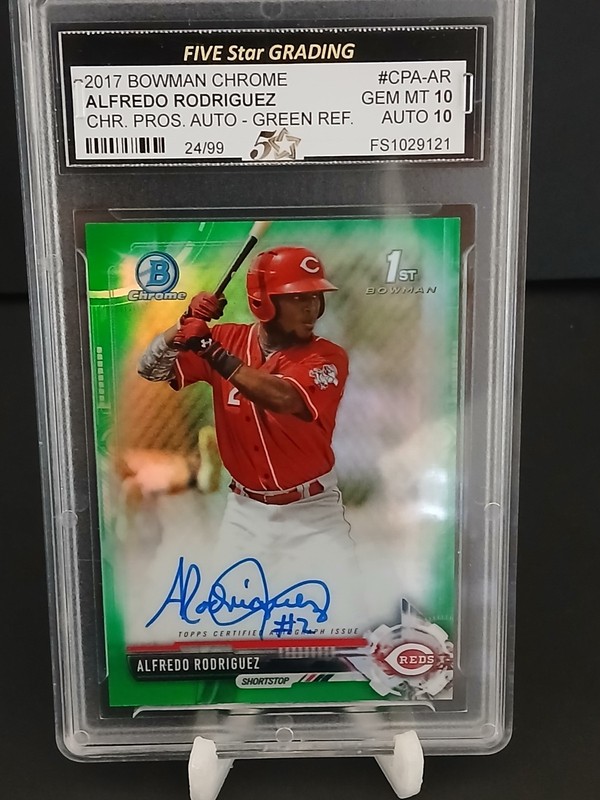 2017 Alfredo Rodriguez Bowman Chrome 1st Auto Green Refr. /99. Five Star Gem 10 view 1