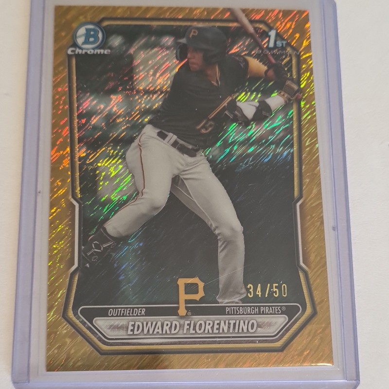 gold shimmer Bowman Chrome Edward Florentino RC Serial Numbered #34/50 Pirates
