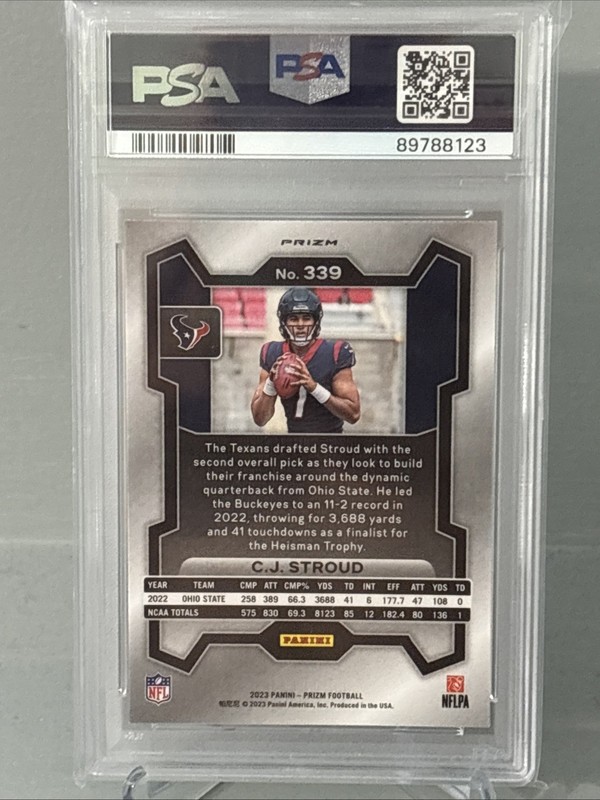 2023 Panini Prizm - C.J. Stroud #339 Green Wave Prizm PSA 10 view 2