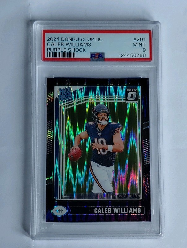 2024 Donruss Optic Rated Rookie Caleb Williams #201 Purple Shock PSA 9