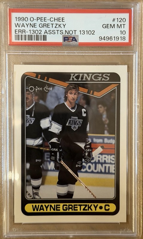1990 O Pee Chee #120 Wayne Gretzky Error Card HOF LA Kings GEM MINT PSA10