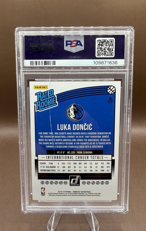 2018 PANINI DONRUSS LUKA DONCIC #177 RATED ROOKIE PSA 9 Look & Read Slab Crack view 2