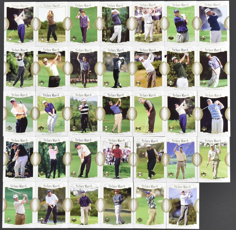 (10) 2001 Upper Deck Golf Victory March Sets Tiger Woods RC Rookie Card PSA 
