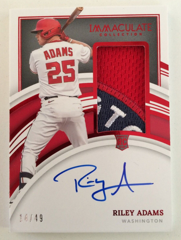 2022 Panini Immaculate rc logo patch auto RILEY ADAMS #d 14/49! Nationals