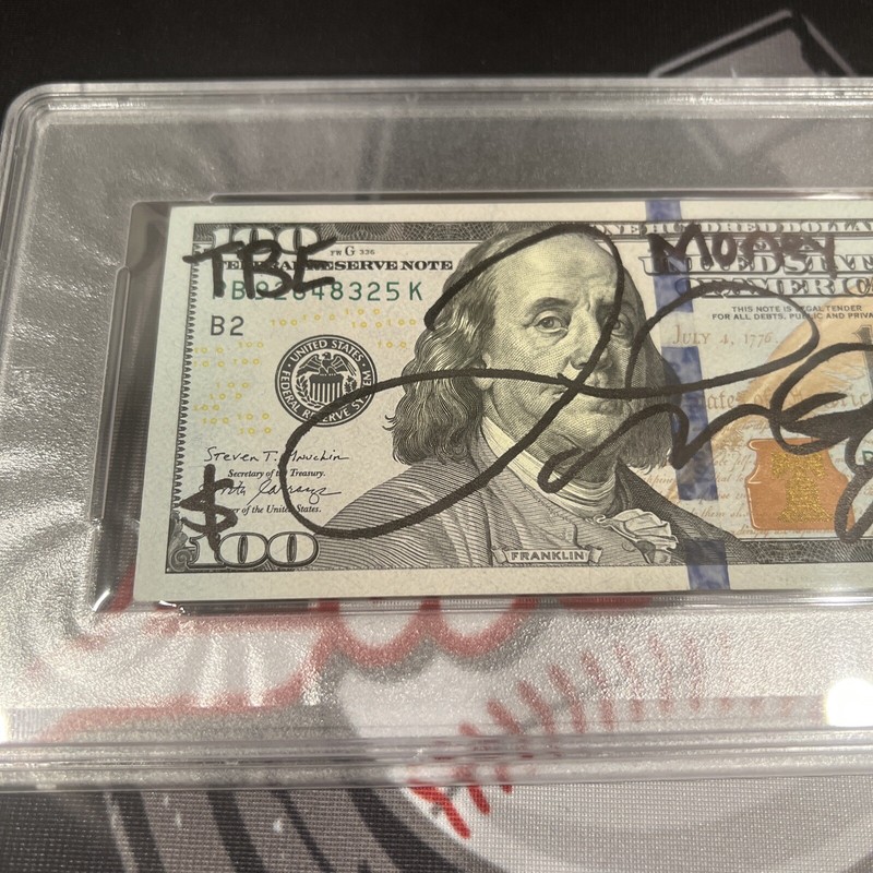Floyd Mayweather Jr. Signed $100 Bill US Currency x4 Inscription PSA Auth Auto B view 2