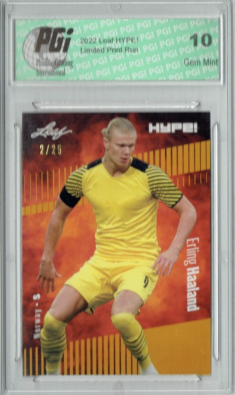 Erling Haaland 2022 Leaf HYPE! #94 Gold SP, Just 25 Made Trading Card PGI 10