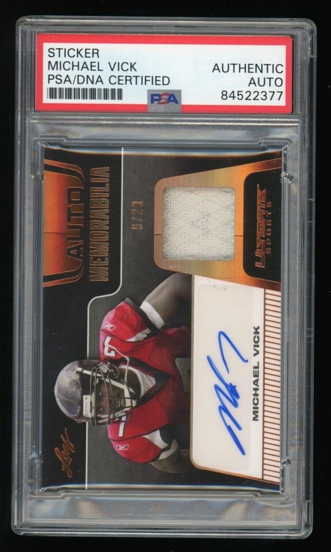 Michael Vick PSA/DNA (#9/20) 2021 Leaf Ultimate Sports Auto Game Worn Patch