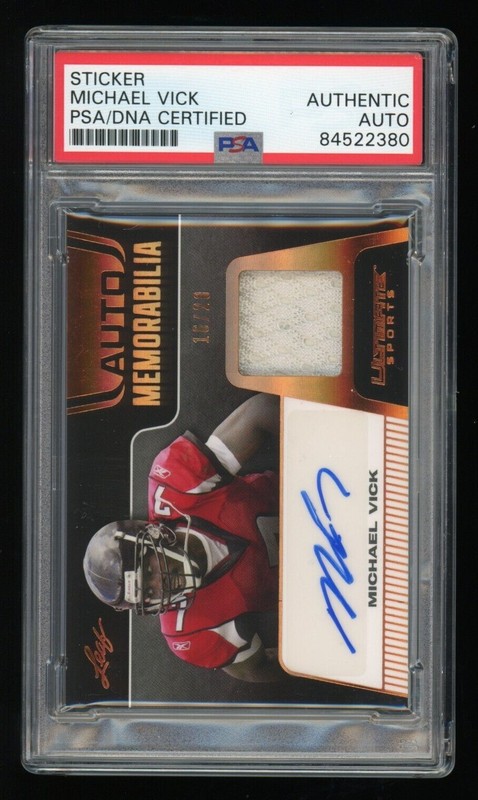 Michael Vick PSA/DNA (#16/20) 2021 Leaf Ultimate Sports Auto Game Worn Patch