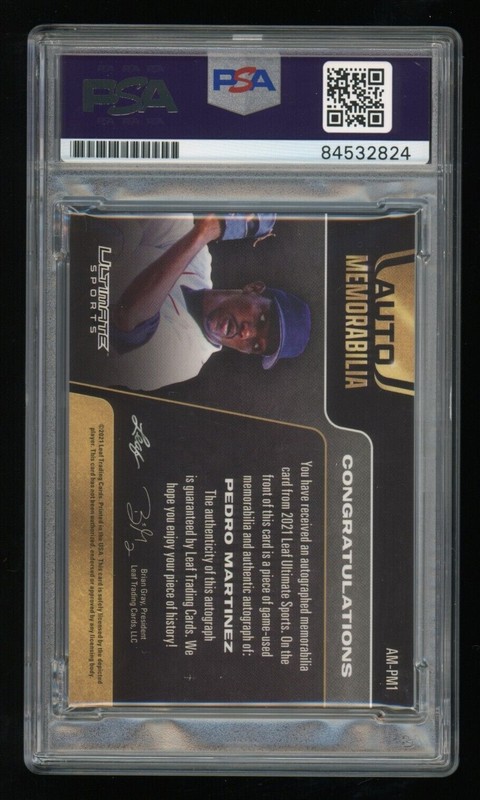 Pedro Martinez PSA/DNA (#4/5) 2021 Leaf Ultimate Sports Auto Game Worn Patch HOF view 2