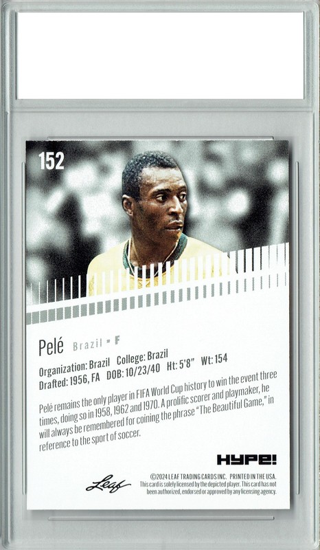 Pele 2024 Leaf Hype #152 Only 5000 Made Rare Trading Card PGI 10 view 2