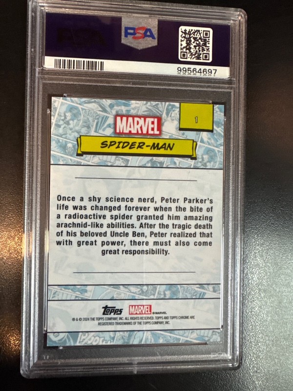 2024 Marvel Sapphire Spider Man PSA Mint 9 #1 view 2