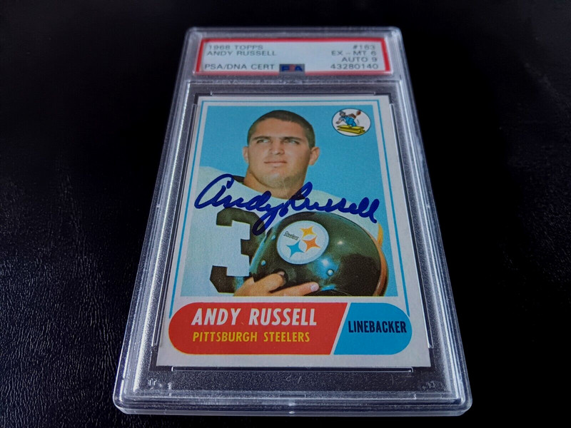 Andy Russell Autographed 1968 Topps Football Rookie Steelers Auto PSA/DNA PSA 6