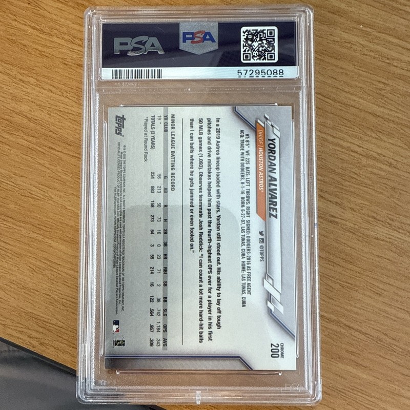 2020 Topps Chrome #200 Yordan Alvarez Houston Astros RC Rookie PSA 9 SP view 2