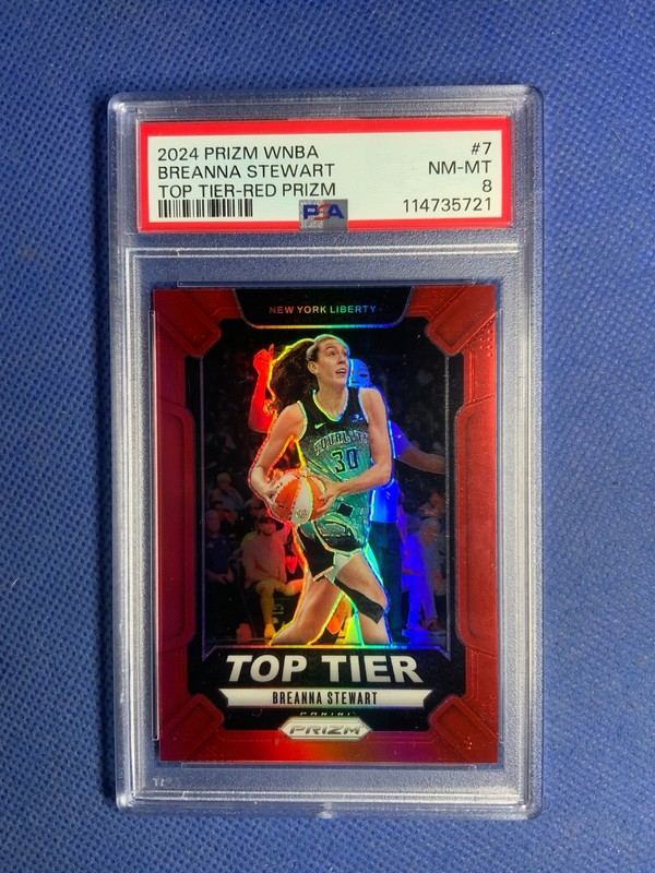 2024 WNBA Prizm BREANNA STEWART RED PRIZM  SP #99 🔥 LIBERTY PSA 8