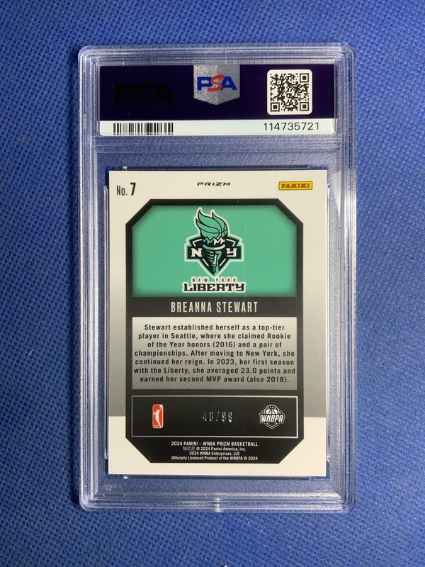 2024 WNBA Prizm BREANNA STEWART RED PRIZM  SP #99 🔥 LIBERTY PSA 8 view 2