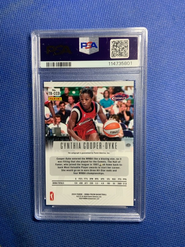 2024 Panini Prizm WNBA Cynthia Cooper-Dyke Throwback Auto PSA 9 view 2