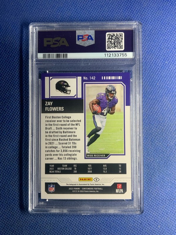 2023 Panini Contenders -JAY FLOWERS Variation Midfield Ticket 8/50 Auto Psa 9/10 view 2