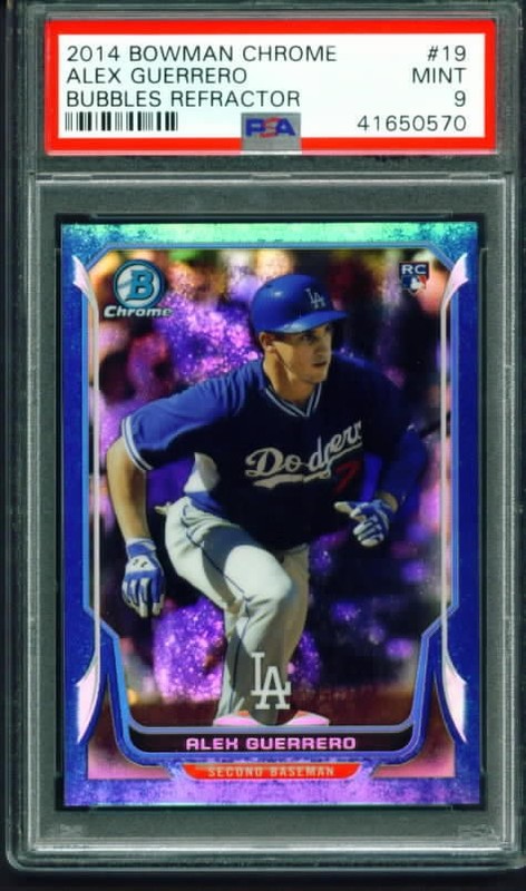 2014 Bowman Chrome "Bubbles Refractor" #19 ALEX GURRERO Dodgers (RC) 44/99 PSA 9