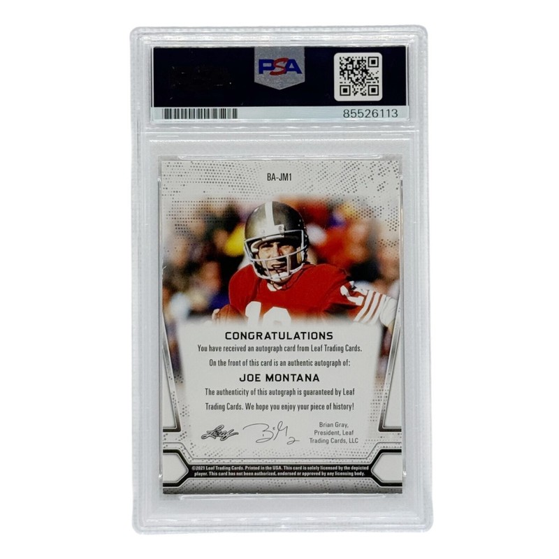 San Francisco 49ers Joe Montana Autographed 2021 Leaf Card PSA Authenticated  view 2