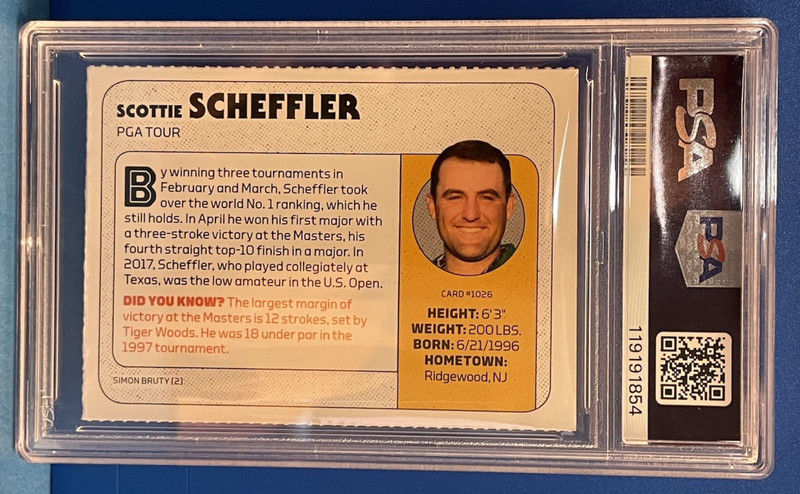 PSA Certified 2022 SI Kids SCOTTIE SCHEFFLER AUTO Card, Autograph PGA Golf #1026 view 2