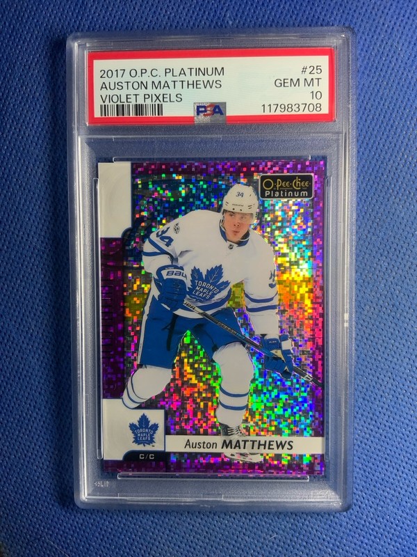 2017-18 O-Pee-Chee Platinum Auston Matthews Violet Pixels #25 PSA 10 GEM MINT